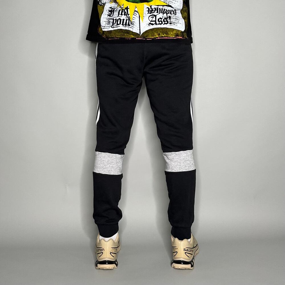 Vintage Y2K Adidas Sweatpants Mens S Slim Fit Black White Stripe Cotton Joggers - Picture 3 of 4